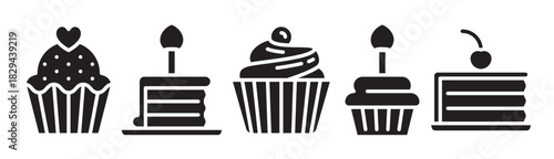 cupcake icon set cake icon for web cake illustration sign