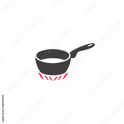 a boiling pot with red heat simple geometric symbol vector