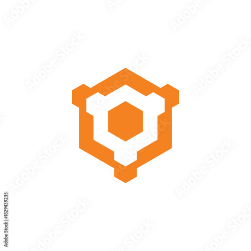 letter y core hexagonal cube energy arrows logo vector