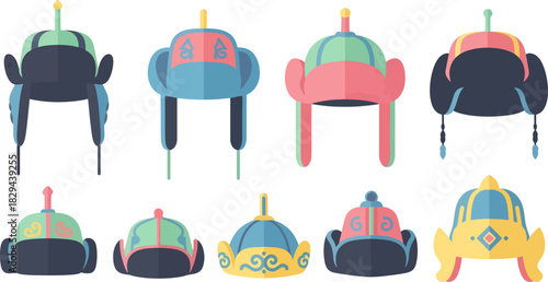 Colorful Traditional Toy Helmets Set in Bright Pastel Colors for Kids Play