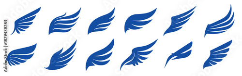 collection of abstract design wings icon set 