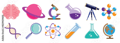 education science equipment icons 