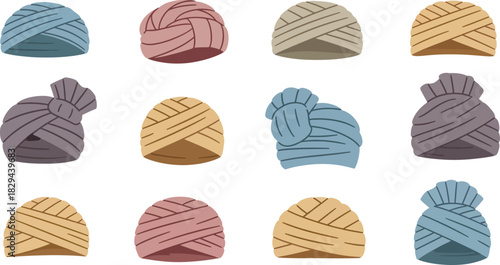 Colorful Yarn Balls in Various Shades on White Background