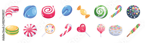  collection of candies and sweets flat icons 