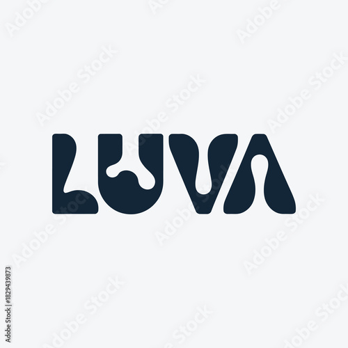 LUVA abstract flowing liquid logo, purple and pink gradient vector symbol for beverage, beauty, creative, or spa brand.