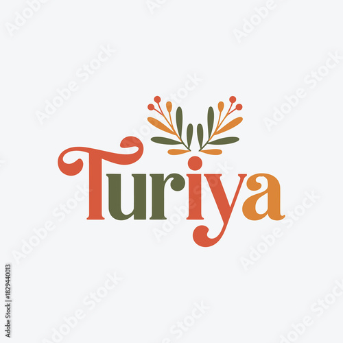 Fiori eats flower fork logo, brown and red abstract icon vector for restaurant, cafe, organic food, or dining business.