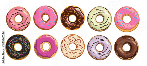 donuts glazed with colorful sugar chocolate icing 
