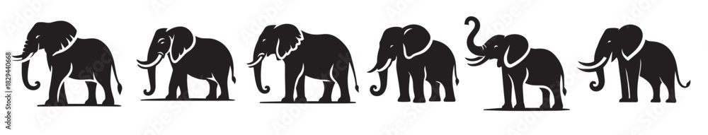Fototapeta premium elephant silhouette logo isolated on white background