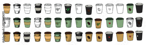 Cute cup of tea or coffee illustration. Simple cup clipart. Cozy home doodle set