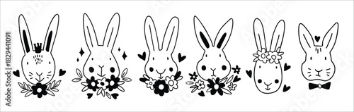 Cute Rabbit bunny SVG Cut File Design set for Cricut and Silhouette.