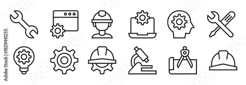engineering icon set contains such icons as gear safety