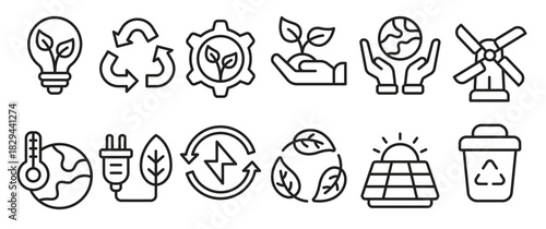 eco friendly icon set vector graphic illustration