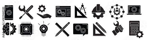 engineering icon vector set construction illustration sign