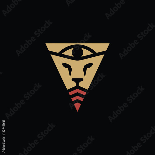 Fierce animal head mascot logo, black and gold vector illustration for security, sports, gaming, or financial services.