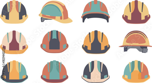 Colorful Safety Helmets Set for Construction and Industrial Use