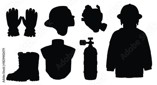 firefighter protective gear collection helmet gloves