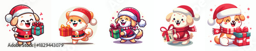 cute dog character vector wearing Christmas costume