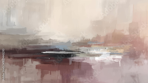 茶色いペイント抽象画風背景、水辺のような風景