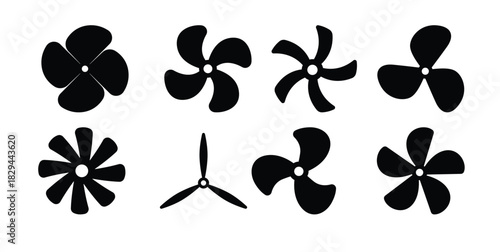 set of fan blade vector isolated on white background