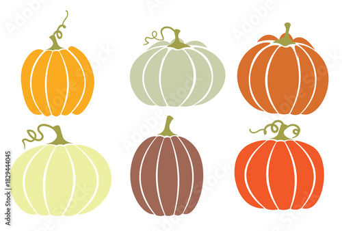 Set of Pumpkin of various shapes and colors