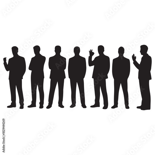 Silhouettes of business people standing in different poses