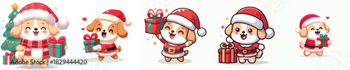 cute dog character vector wearing Christmas costume