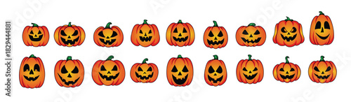 set of halloween pumpkins 