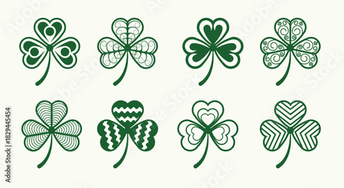 set of shamrock laves icons