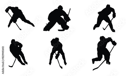 set of ice hockey vector design silhouettes