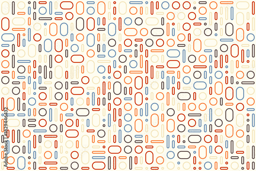 Obraz premium Colorful geometric abstract pattern with circles and ovals, seamless vector