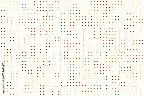 Colorful geometric abstract pattern with circles and ovals, seamless vector