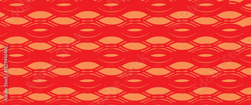 PrintCina Gelombang Pola Mulus. Vektor Merah dan Emas Tekstur Jepang. Desain Bg Geometris Lingkaran Oriental