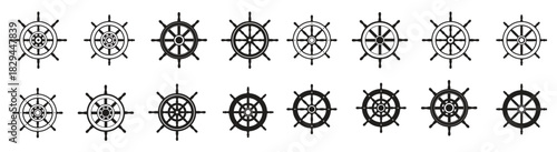 ships wheel silhouette vector pack 