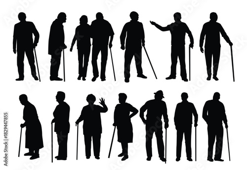elderly people silhouettes collection
