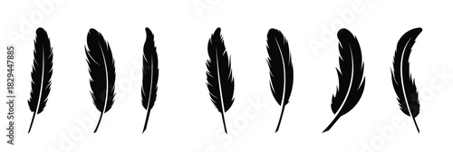 set of pen feather icon simple style vector image feathers