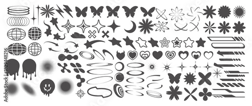 yk icons retro graphic elements for design modern rave