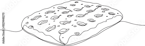Minimalist line art illustration of traditional italian focaccia