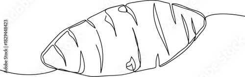 Elegant minimalist line drawing of a yam, creating a modern food