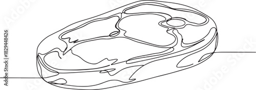 Elegant single line drawing of appetizing steak cut, a culinary