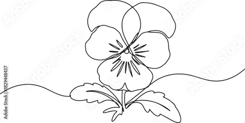 Elegant One-Line Drawing: Graceful Pansy Flower Sketch for Minim