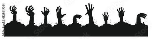 zombie hand border monster hand halloween silhouette rising