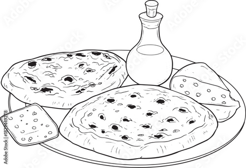 Monochrome illustration showcasing traditional Montenegrin Kacam