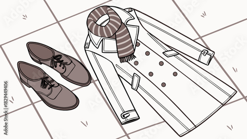 Stylish men's fashion essentials coat scarf and shoes outfit for autumn winter wardrobe collection style guide