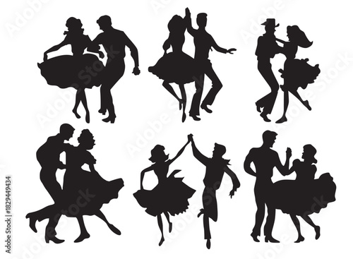silhouette square dancers 