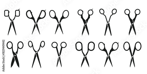Silhouette scissors set vector illustration