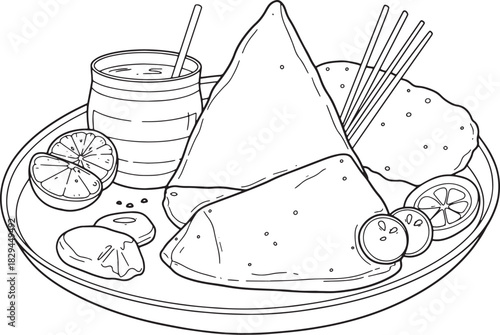 Elegant line art illustration showcasing assorted savory delight
