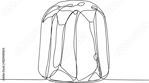 Elegant Single Line Drawing of Panettone, A Delectable Italian S