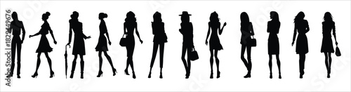 silhouettes of beautiful girls vector