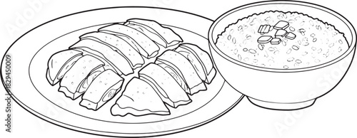 Singaporean Hainanese Chicken Rice Illustration: A Culinary Deli