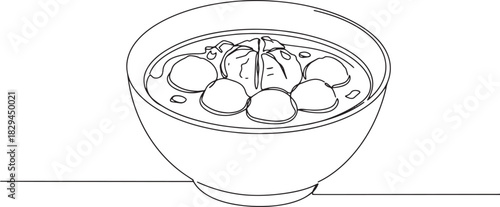 Minimalist outline illustration showcasing a bowl of hearty baks